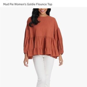 Mud Pie Rust Flounce Blouse